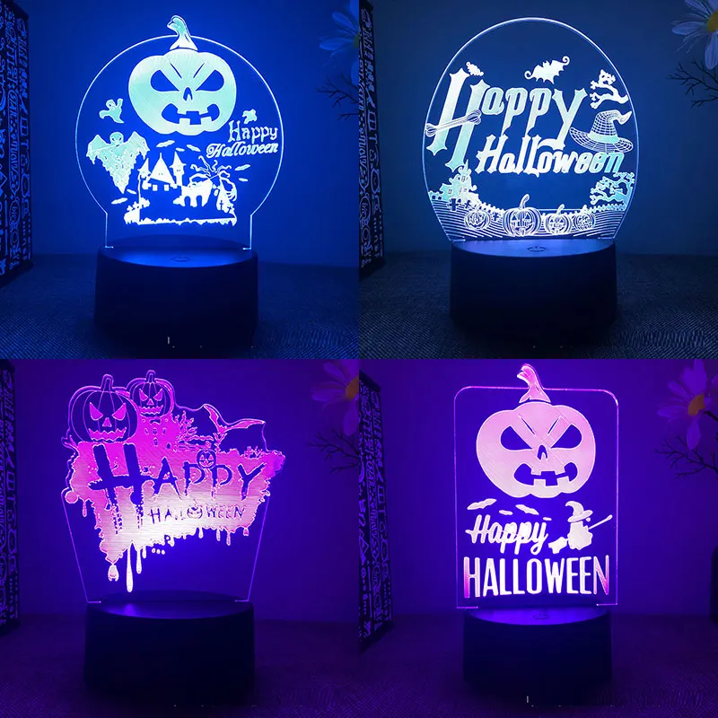 Halloween All Saints' Day 3d Led Lamp For Bedroom Holiday Night Lights Festival Room Decor Party Decoration Gift