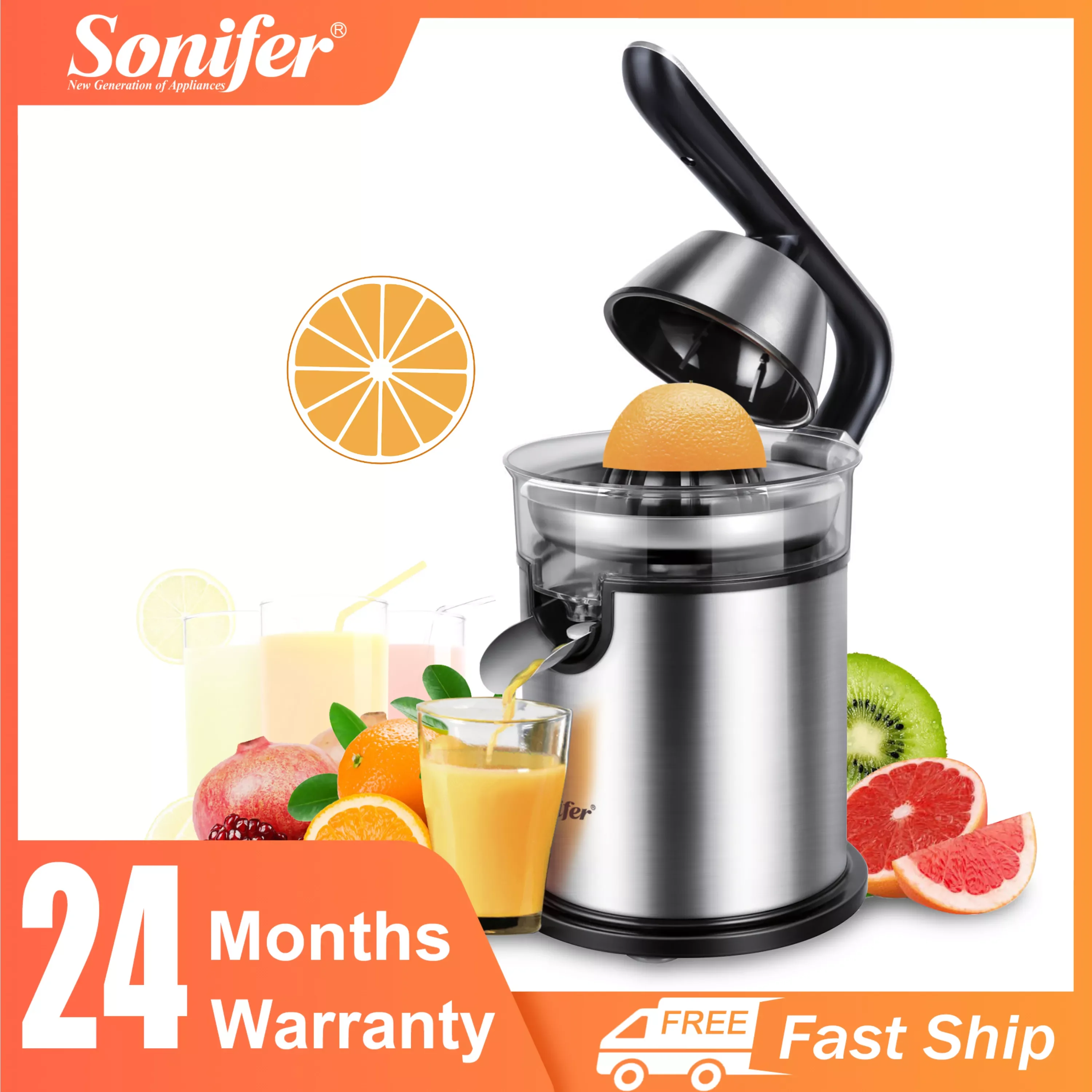 

Stainless Steel Orange Lemon Electric Set Juicers Accessories Aluminum Die -casting Handle Household Low Power Sonifer