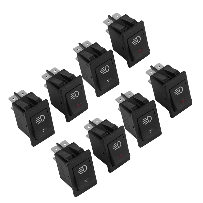 

8X 12V 35A Car Truck Boat Fog Light Rocker Switch LED Light Dash Board Toggle 4Pin Black