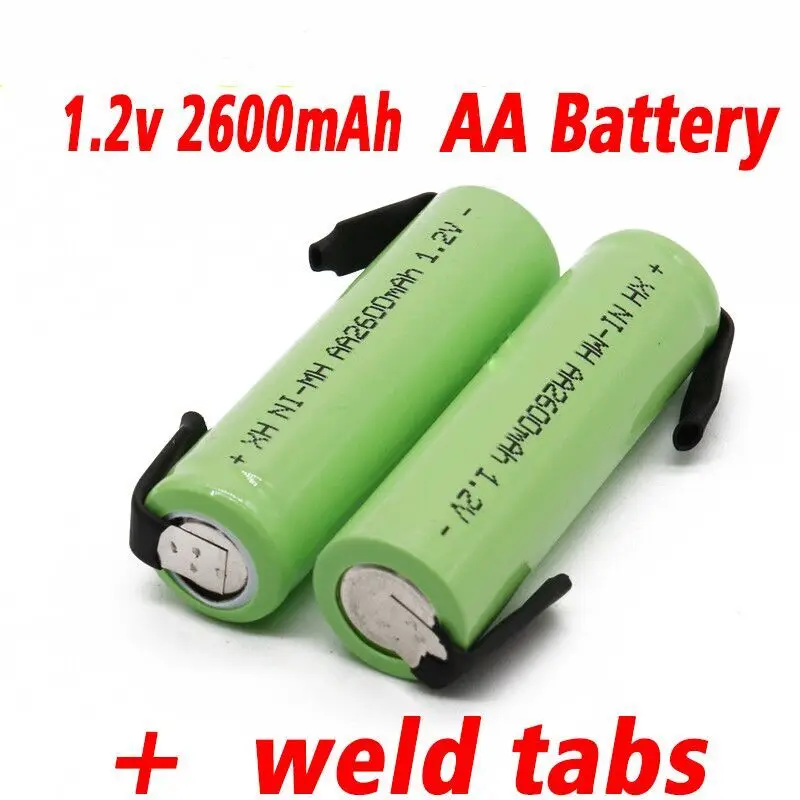 

Перезаряжаемая батарея 1,2 в AA, 2600 мАч, никель-металлогидридная ячейка, зеленая оболочка с сварочными вкладками для Philips бритвенная зубная ще...