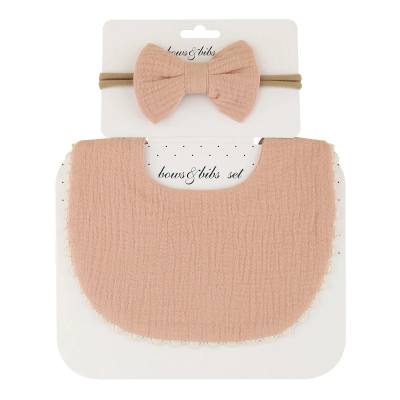 

Baby Bib Feeding Smock Bowknot Hair Band Set Saliva Towel Bandana Elastic Bows Headband Infants Burp Cloth Headwear for Newborn
