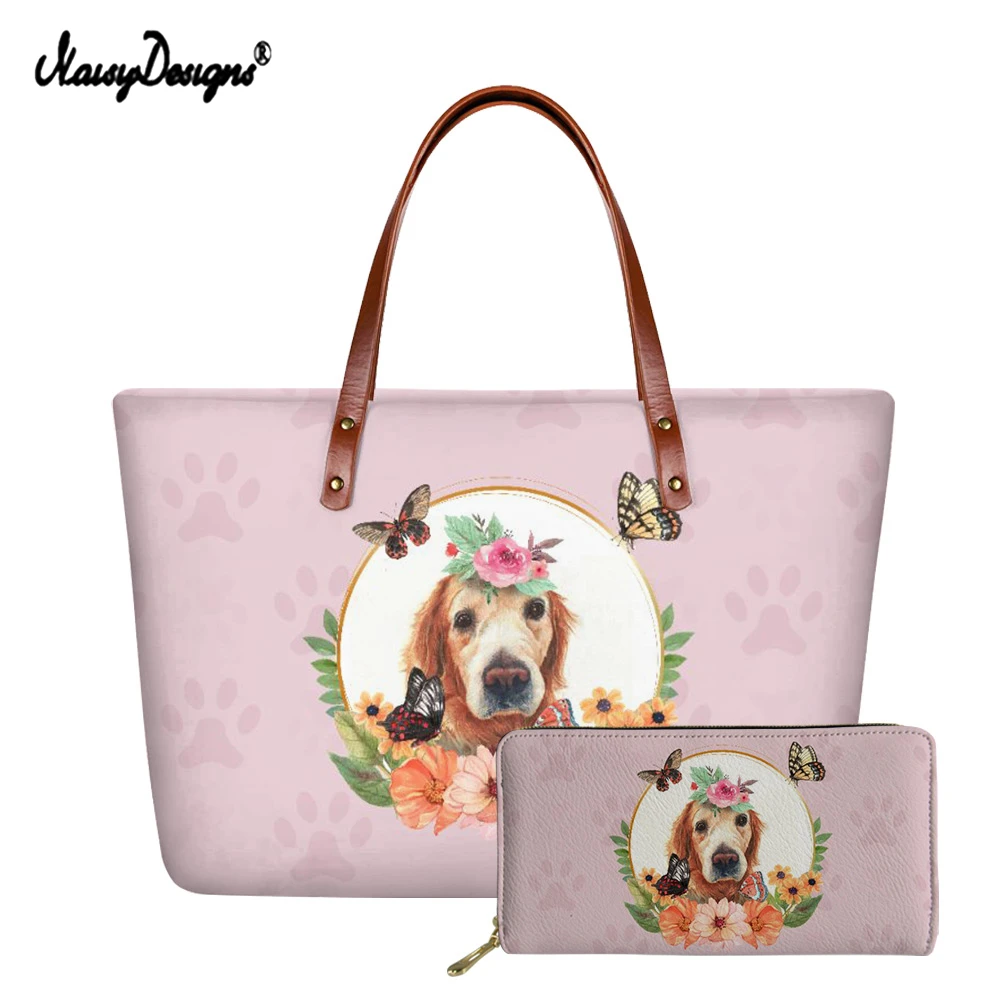 

Женская пляжная сумка с принтом золотистого ретривера, 2 шт./компл.