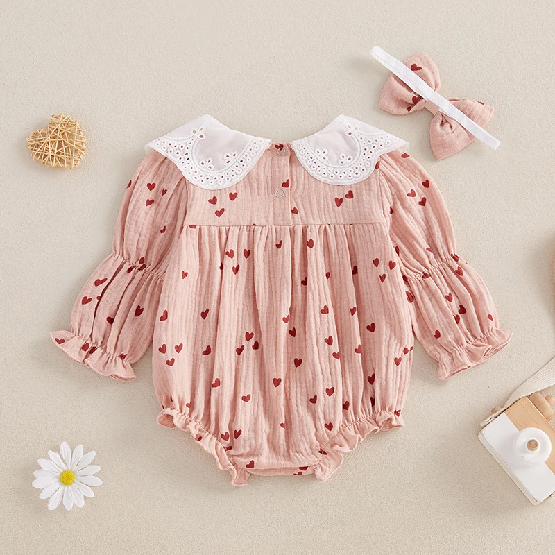 Комбинезон на День святого Валентина для маленьких девочек кружевной кукольный