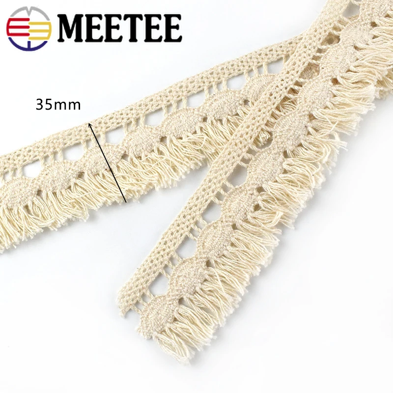10Yards 3.5cm Meetee Cotton Fringe Tassel Lace Trim Ribbon for Hometexile Clothes Curtain Decor DIY Sewing Accessories AP2113 | Дом и сад