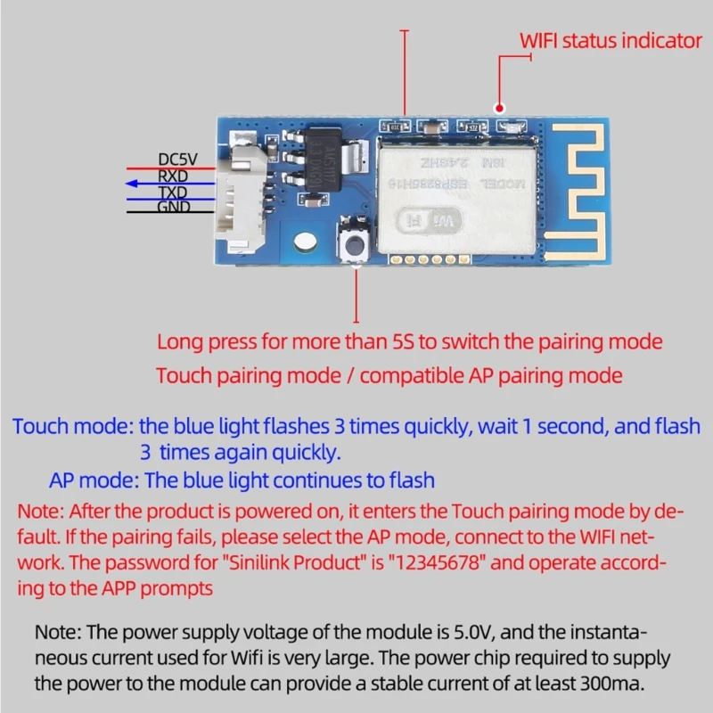 Модуль реле Wi-Fi постоянного тока 5 В для приложения sinilink RemoteControl