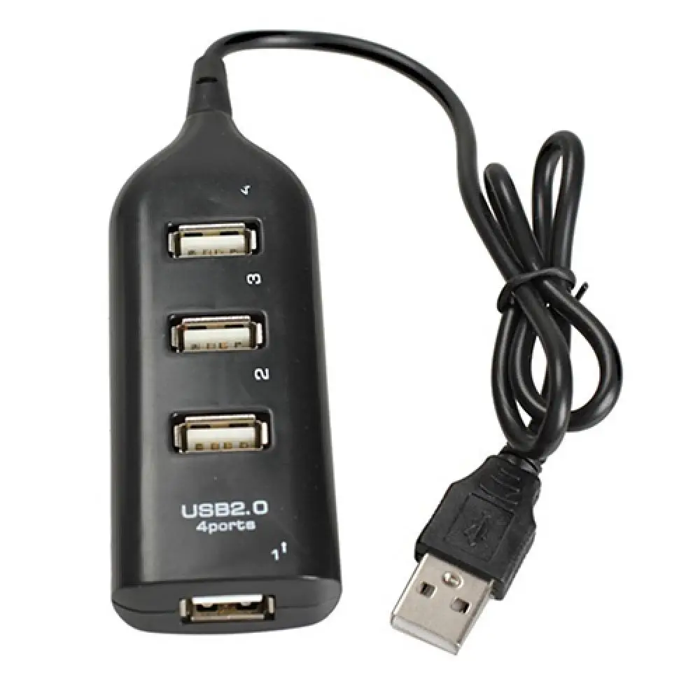 

4 порта разветвитель USB 2,0 высокоскоростной Черный Мини концентратор адаптер для ноутбука ПК