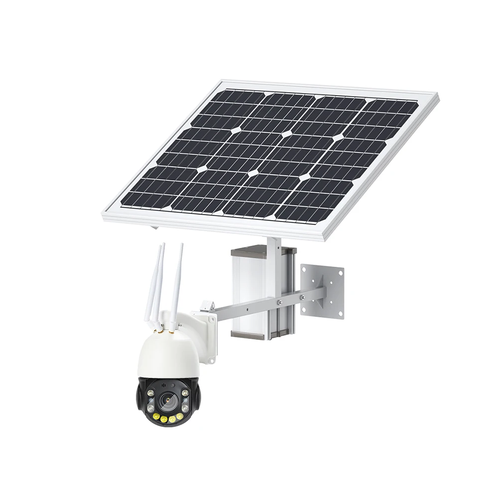 Фото Солнечная 4G Ptz 4K 8MP 20-кратный оптический зум 4G Скоростная купольная солнечная панель 60 Вт с аккумулятором 50 Ач Запись 24 часа Отслеживание гуманоидов №2