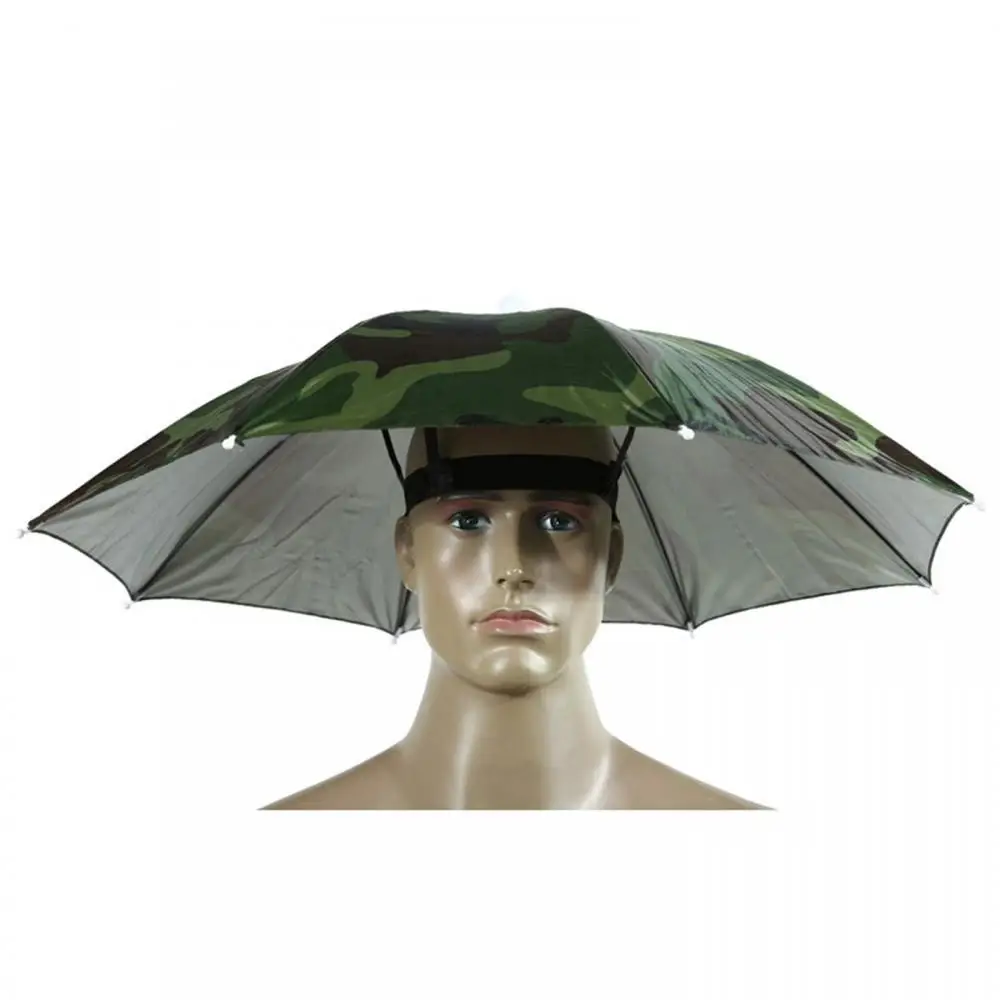 

Outdoor Hiking Hunting Camouflage Foldable Hat Golf Fishing Camping Headwear Sun Day Rainy Day Hands Free Cap Umbrella Tool