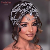 youlapan hp471 elegant wedding rhinestone headpiece forehead headband shiny crystal bridal headdress party woman tiara headwear