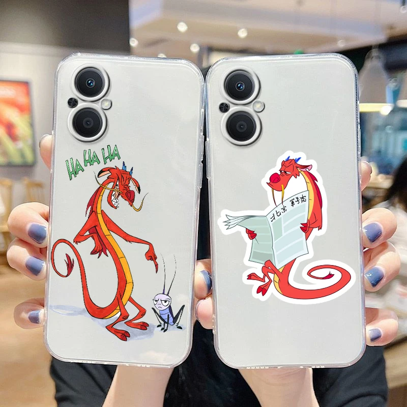 

Disney Mulan dragon Mushu For OPPO A5 A9 A53 S A74 Reno 7 6 5 4 2 Find X3 X2 Z Lite Neo Pro Plus transparent Phone Case