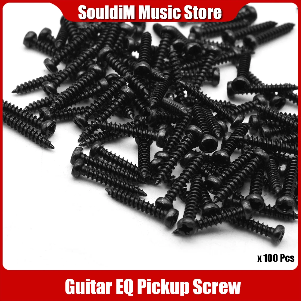 

100pcs Music Screw 12mmx2mm for install Guitar Pickup Black Guitar tools guitar accessories