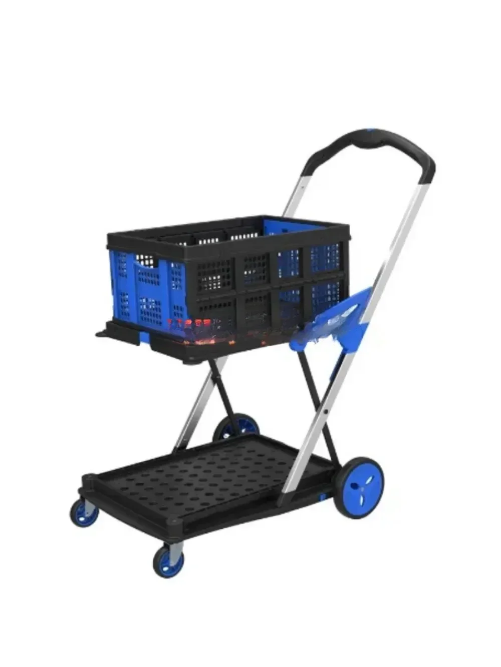 Новые двухслойные складные тележки легкие алюминиевые для покупок с ящиком