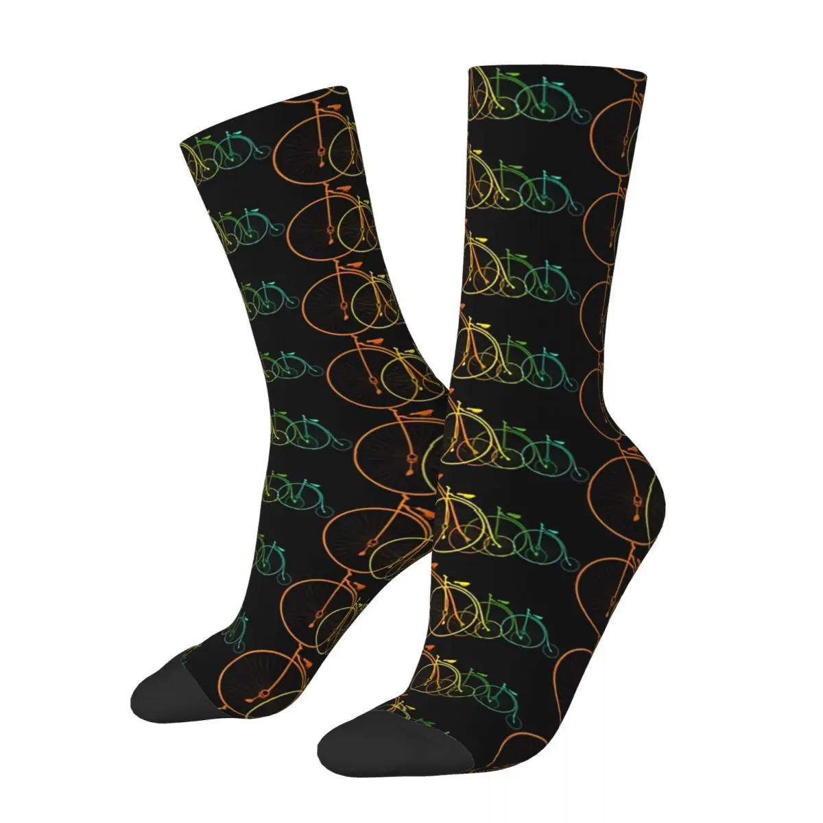 

Hip Hop Retro Penny Farthing Cyclists Crazy Men's Socks Bicycle Bike Unisex Street Style Printed Funny Happy Crew Sock Boys Gift