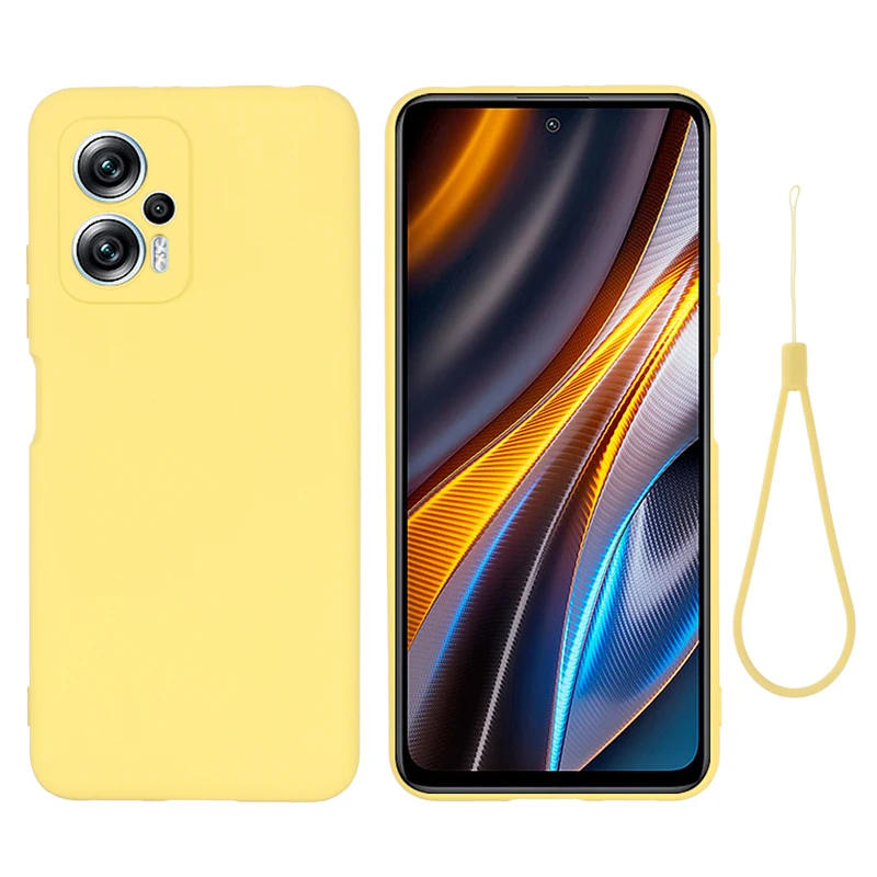 

For Xiaomi POCO X4 GT Case Soft Premium Liquid Silicone Case with Flocking inside For Redmi Note 11T Pro Cover with Strip