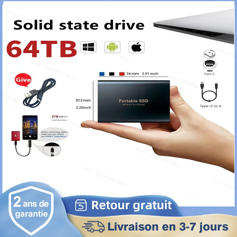 

Original Portable External Hard Drive Disks USB 3.1 2TB 8TB 16TB SSD Solid State Drives For PC Laptop Computer Storage Device