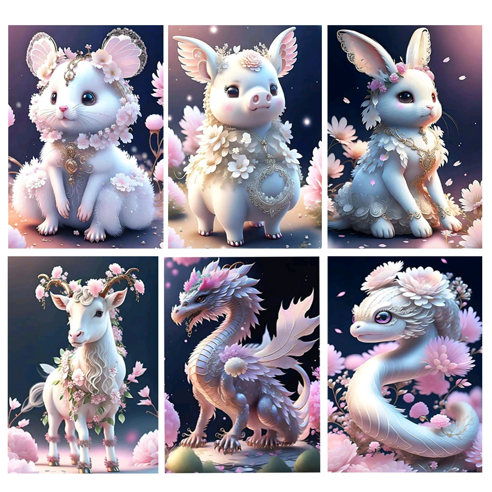 5d Diy алмазная живопись, Мультяшные животные, китайские зодикаты, полная квадратная круглая Алмазная мозаика, распродажа, стразы Of Pictures G198