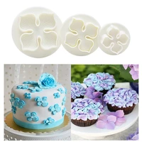 3pcsset silicone hydrangea fondant cake decorating plunger cookie cutter wedding flower blossom mold home baking biscuit tools