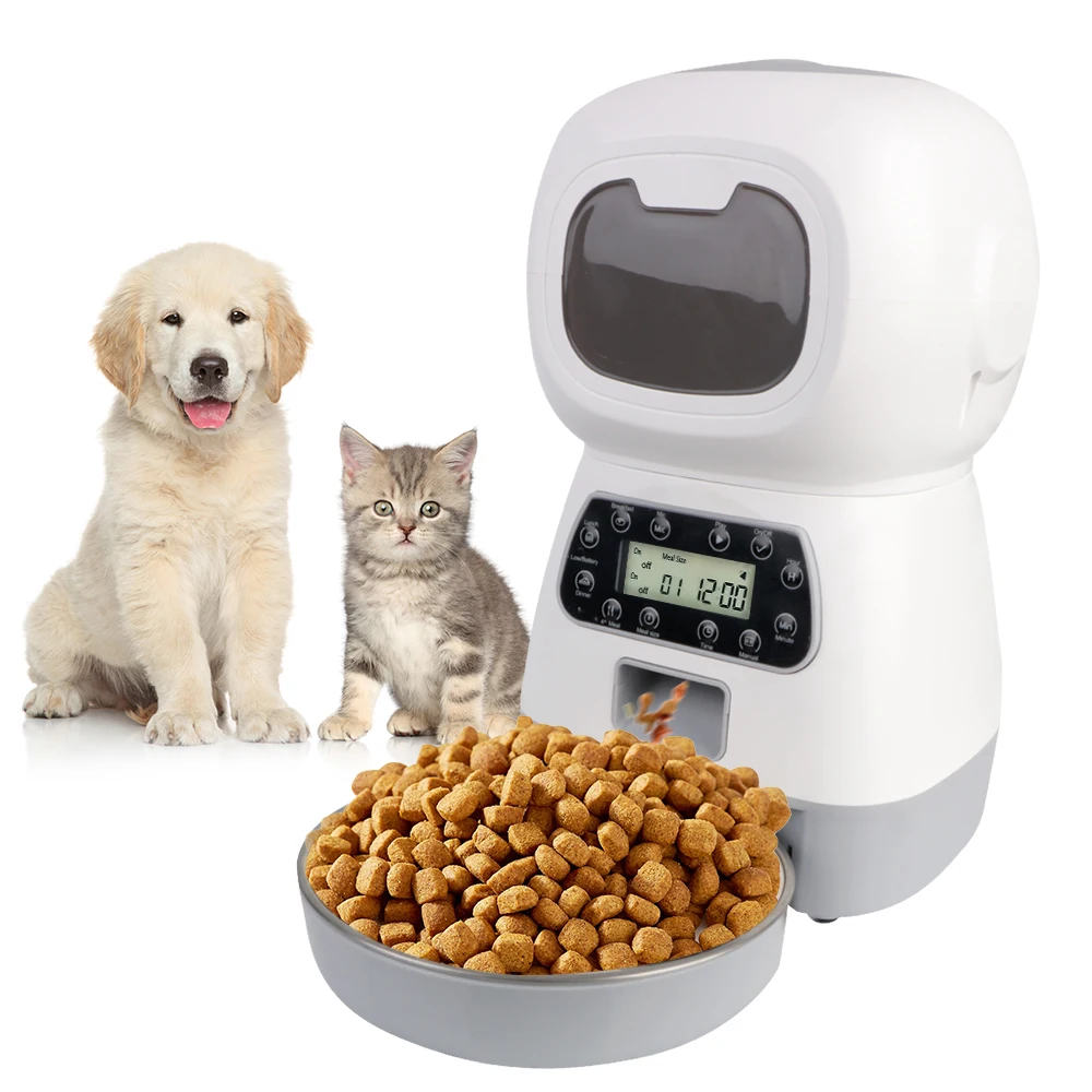 

Smart Food Dispenser 2 Ways Power Supply Stainless Steel Bowl EU Plug For Cats Dogs 3.5L Automatic Timer Pet Feeder