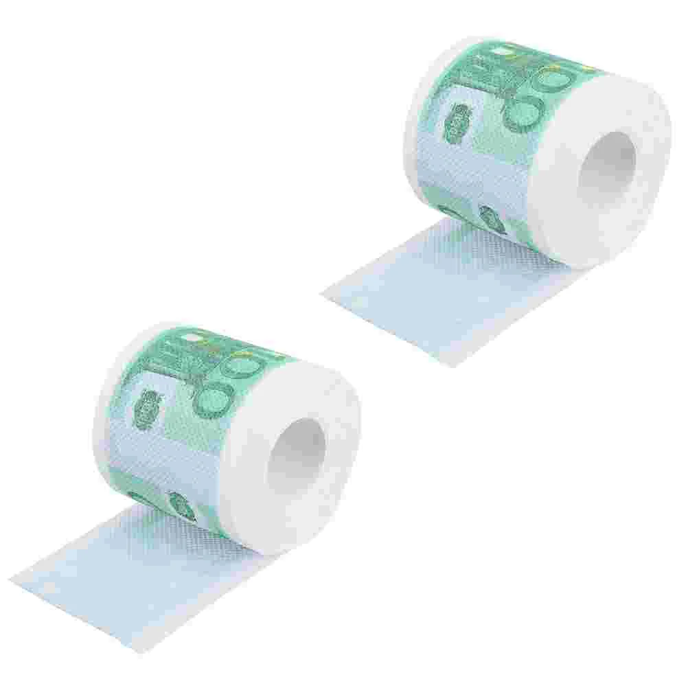 

2 Rolls Toilet Paper Practical Home Tissue Mini Decor Decorative Printing Handkerchief Camping Supplies Core