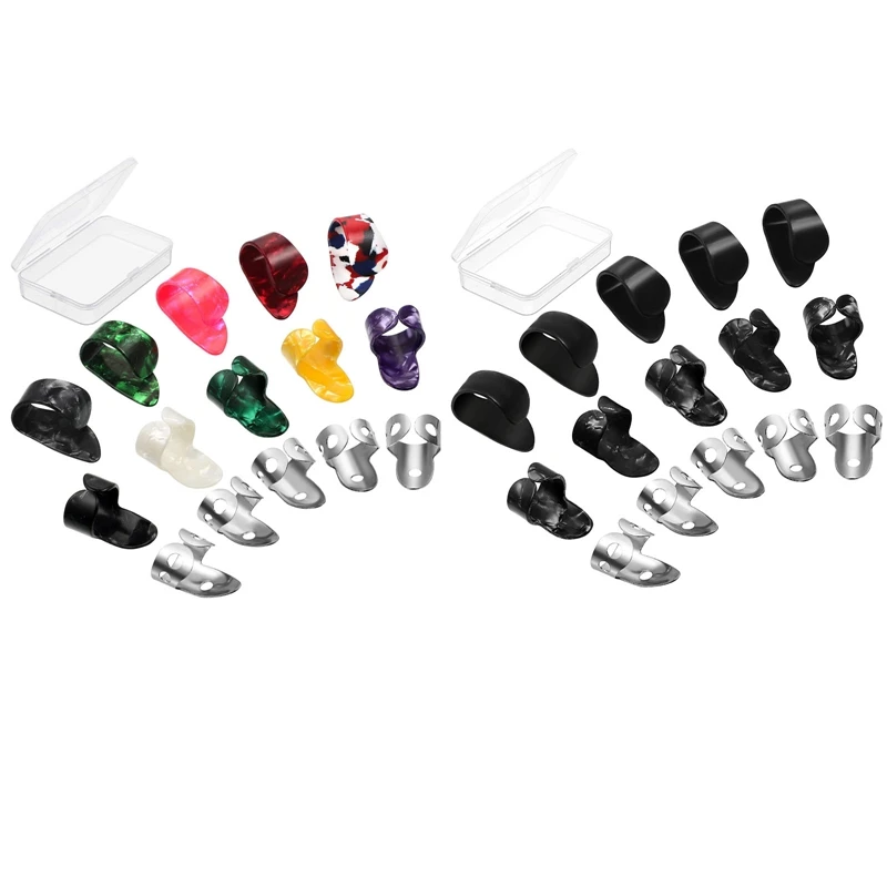 

Quality 15 Pieces Guitar Picks Ring Thumb Finger Picks Stainless Steel Finger Picks For Acoustic Guitar Banjo Bass
