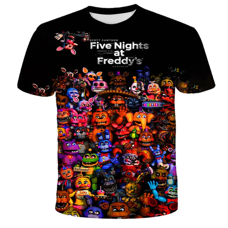 

Five Night At Freddy T Shirts Print Boys Girls Fashion T-Shirts Kids Summer Harajuku 3D Terriost Game FNAF Short Sleeve Tops Tee