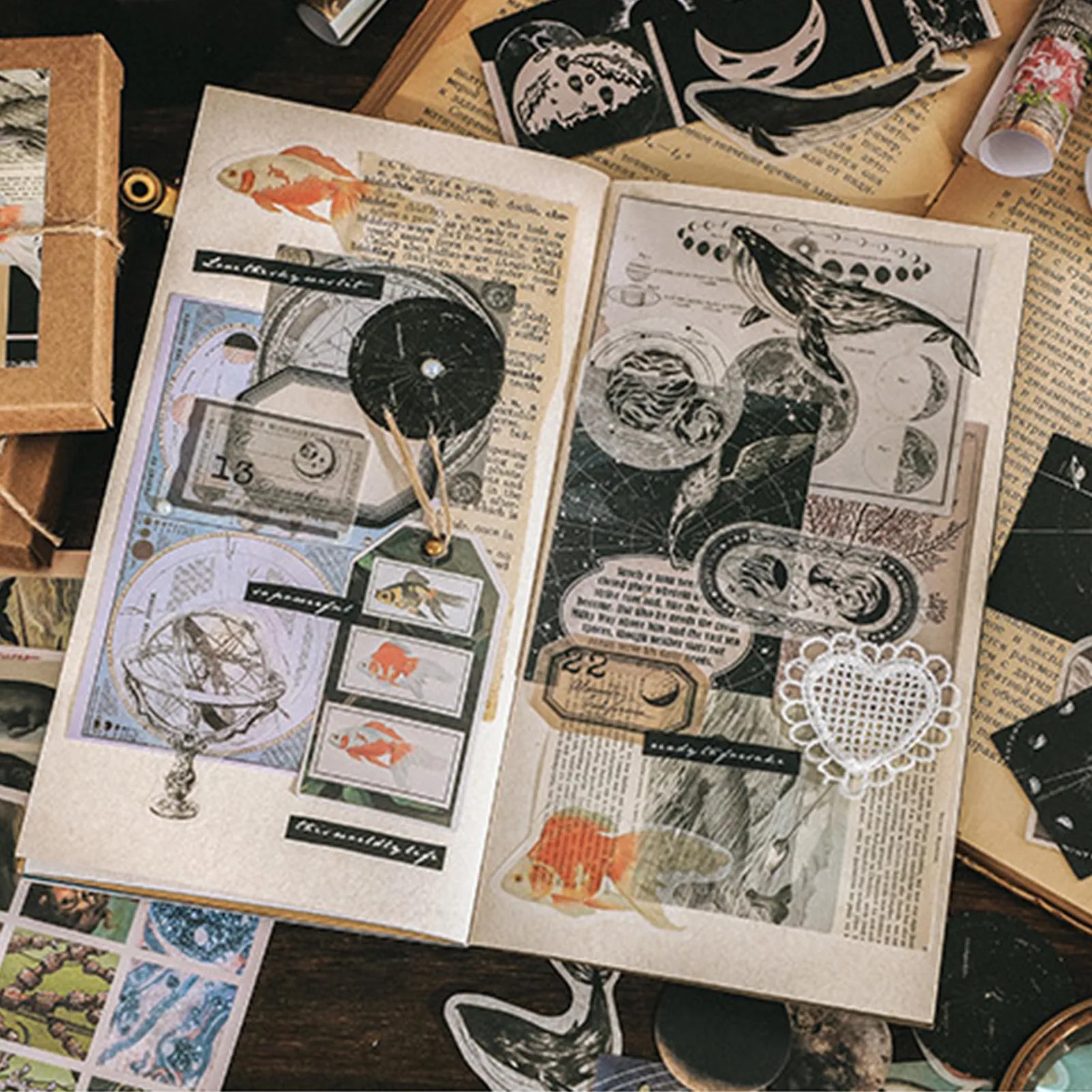 

200 шт./набор, стикеры для скрапбукинга в стиле ретро