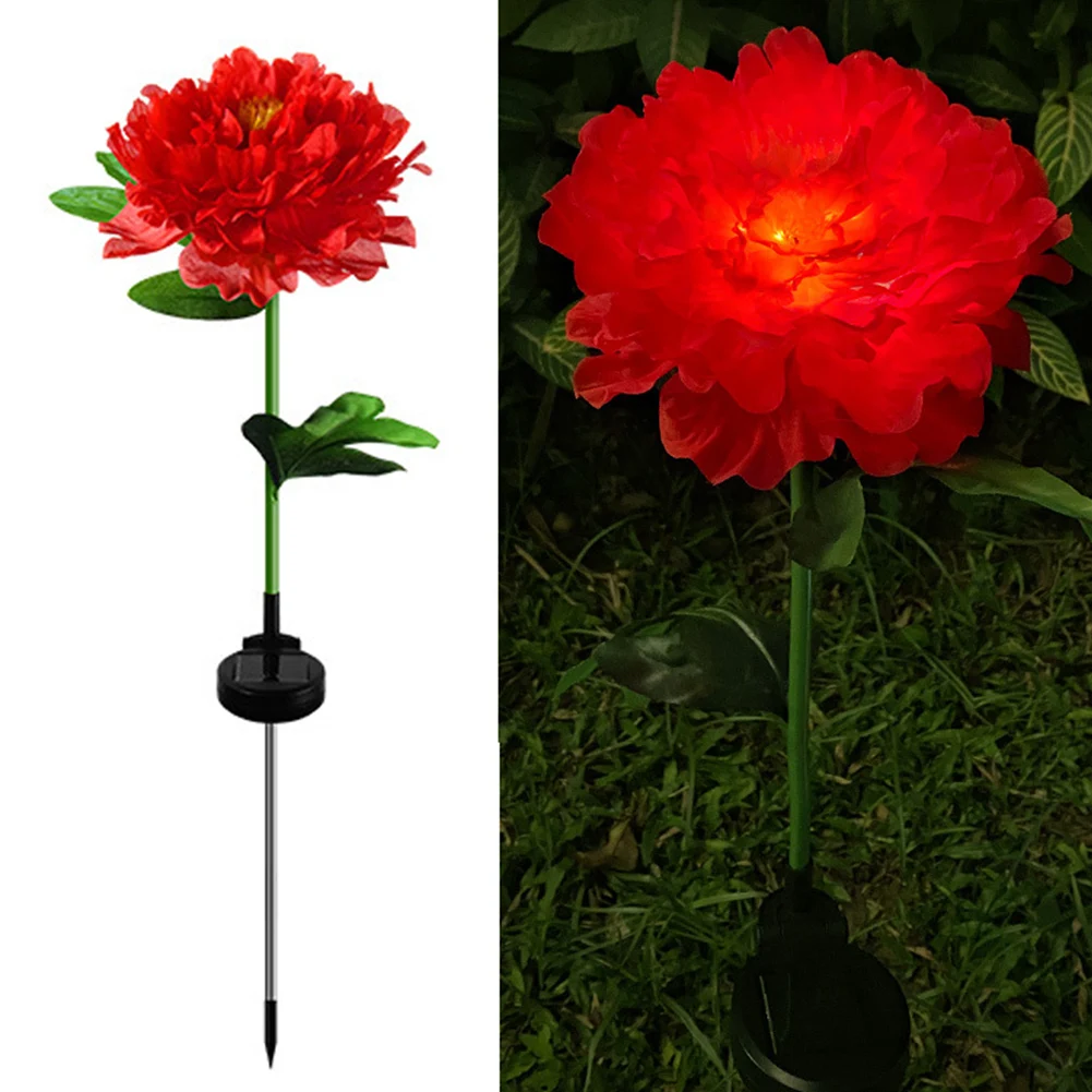 

Лампа в виде пиона Автоматическая на солнечной батарее, из искусственных цветов, светодиодная, светильник сада, свадьбы