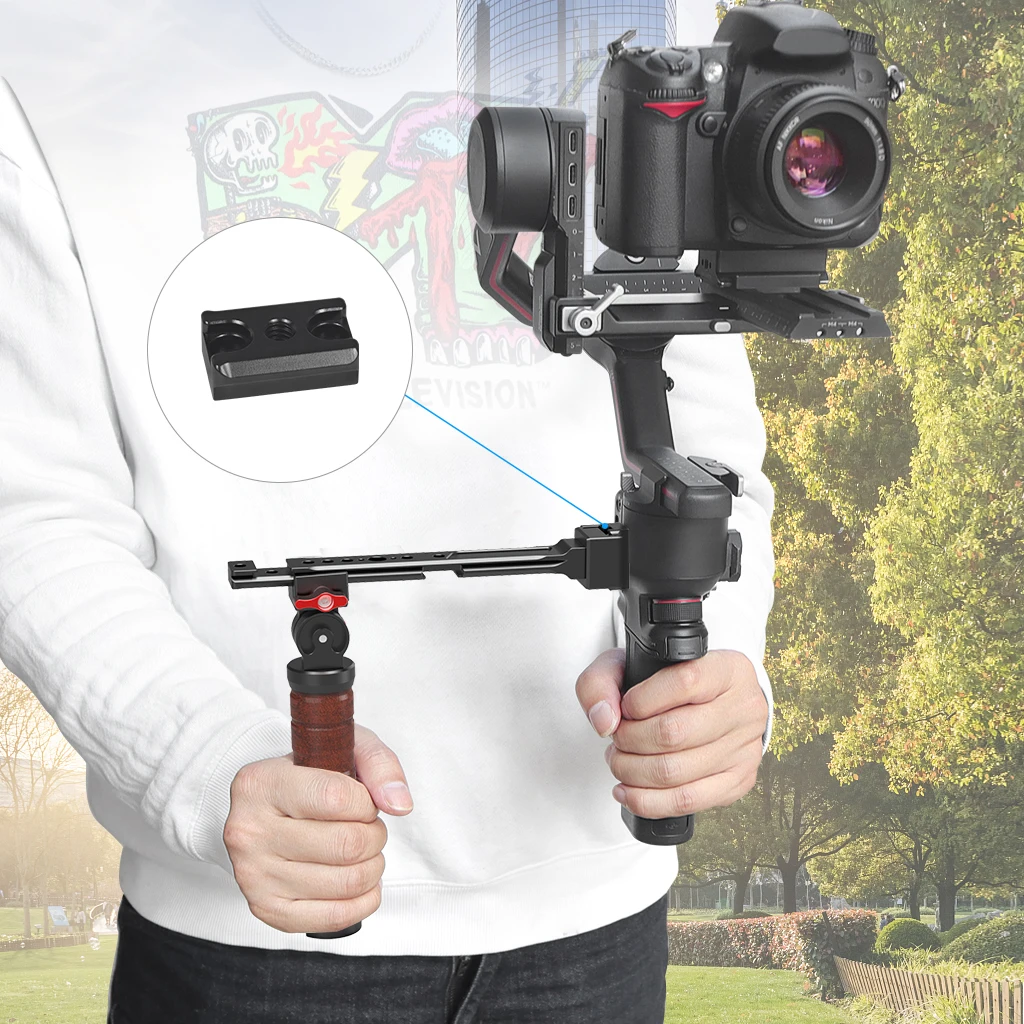 Фото Регулируемый складной ручной стабилизатор с деревянной ручкой для DJI Ronin RS2/RS3/RS4 Pro/мини-кронштейн на руль, крепление на карданный подвес №4