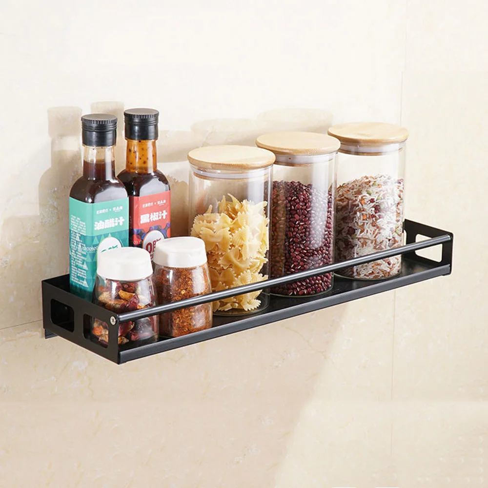 

Modern Nordic Style Kitchen Organizer Wall Mount Bracket Storage Rack Shelf Supplies Bathroom Spice Jar Cabinet cocina