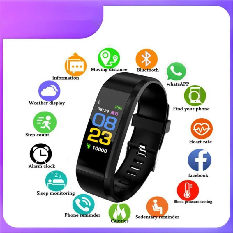 

115Plus Sport Fitness Tracker Watch Waterproof Bluetooth-compatible Heart Rate Activity Monitor Smart Watch Bracelet For Xiaomi