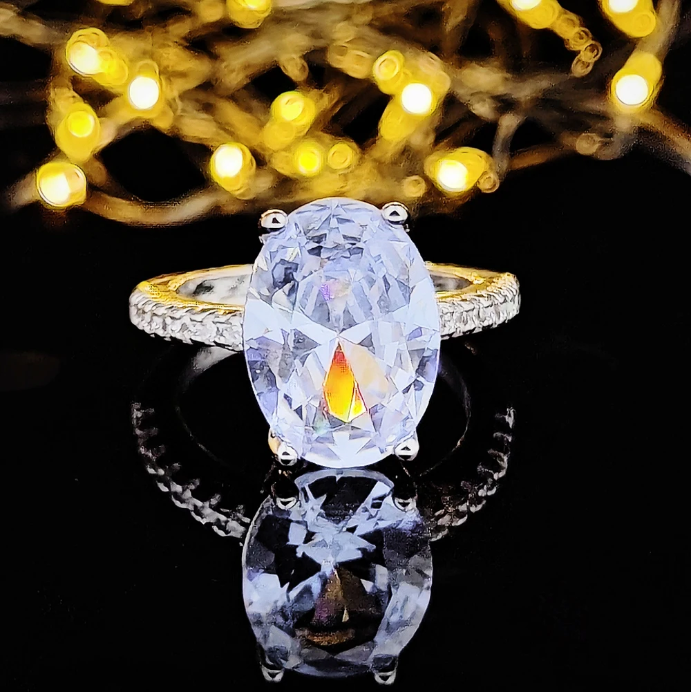 

Real LUXURY Vintage 925 Sterling Silver Big Rings For Women Wedding Engagement Finger Jewelry Personalized R4588S