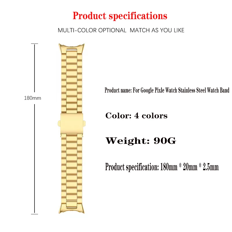 For Pixel Watch Stainless Steel Bands Bracelet For Google Pixel Watch Classic Metal Strap Replacement Band Watchband Accessories