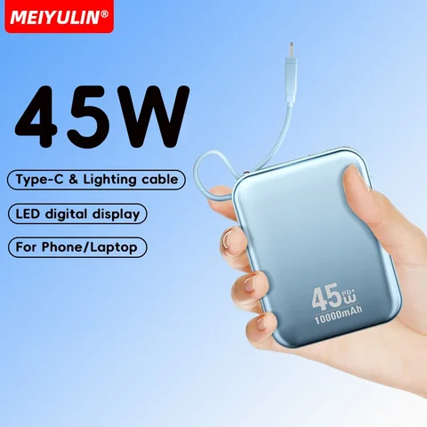 20000 мАч 45 Вт PD Power Bank 10000 мАч Портативный USB C кабель Быстрая зарядка мобильного внешнего аккумулятора для ноутбука iPhone Samsung Xiaomi