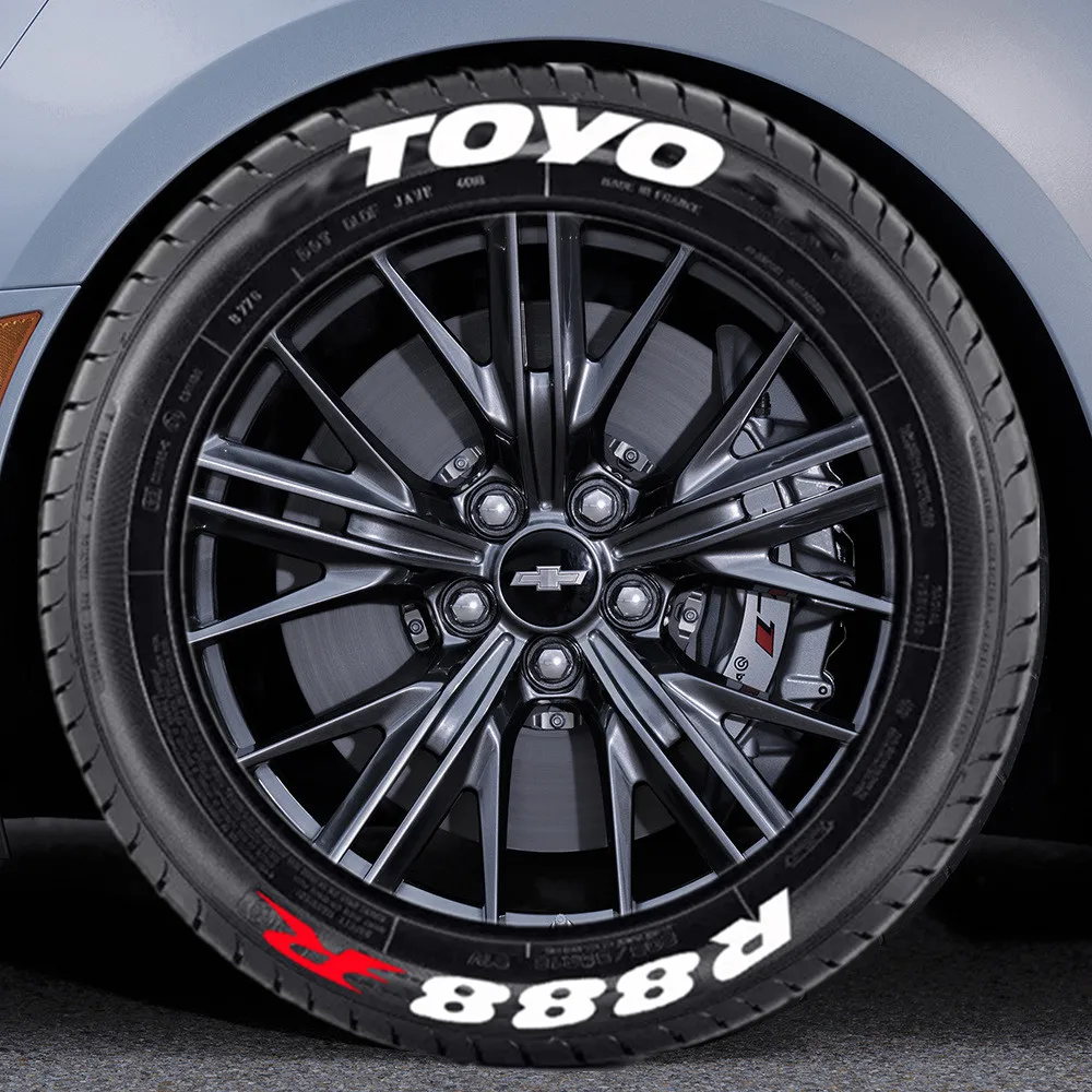 

Car Tire Letter Stickers Rubber TOYO R888 3D Waterproof Brand Letter Stickers Decorative for Racing Tires of The Same Type