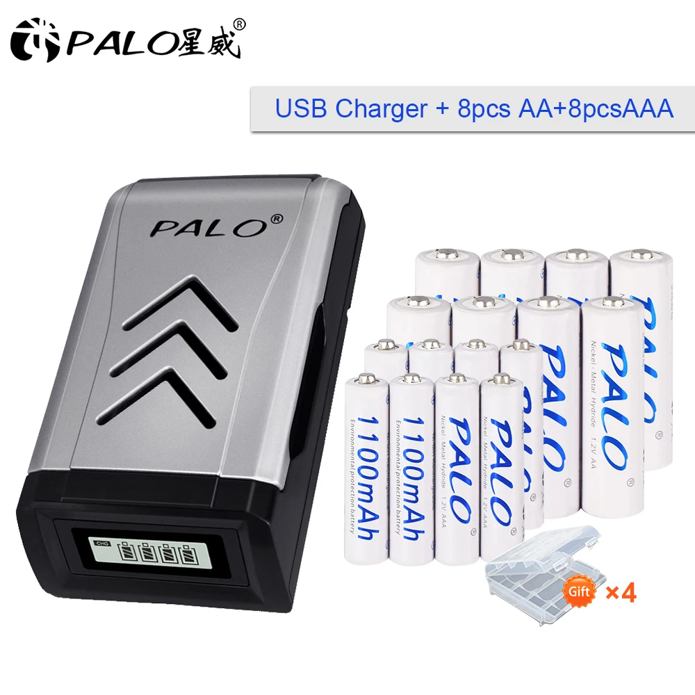 

PALO 1.2v AA 3000mAh AAA 1100mah NIMH Rechargeable Battery 2A 3A NI-MH Batteries For Toy Car Camera Remote Control Shaver Watch