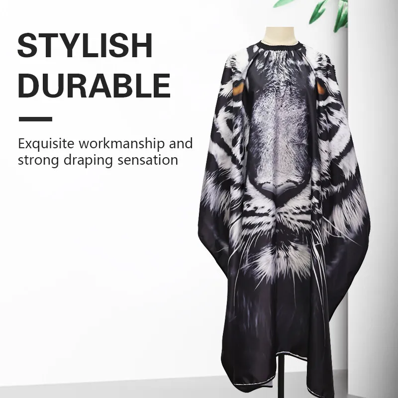 

New Tiger Pattern Barber Waterproof Hair Styling Cape Nylon Haircuting Cloth Salon Gown Hair Cutting Apron Barbershop Tool
