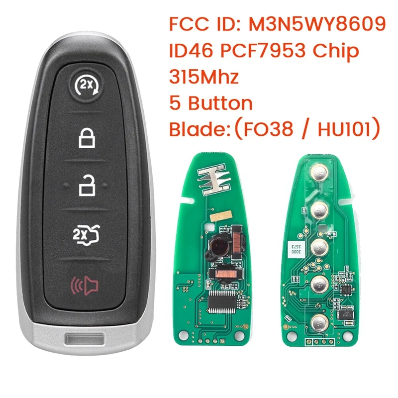 

Car Smart Prox Remote Key Fob For Ford Explorer Focus Edge Flex C-Max Taurus 11-19 ID46 PCF7953 M3N5WY8609 315Mhz