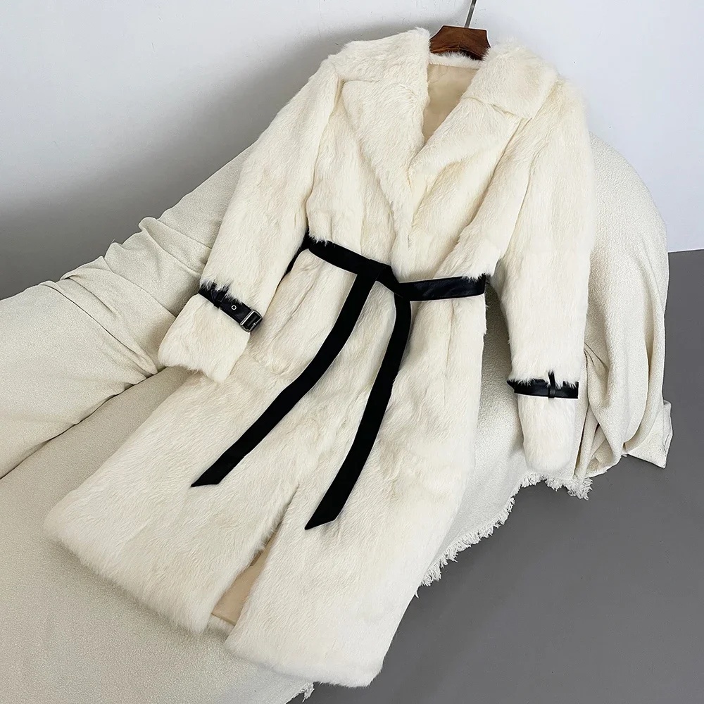 Женская Шуба Из Кроличьего Меха С Леопардовым Принтом Теплая Утолщенная