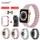 Браслет и чехол для Apple Watch Series 7 6 5 4 SE Band 40 мм 44 мм 41 мм 45 мм, браслет из нержавеющей стали со стразами для Apple Watch 42 мм 38 мм