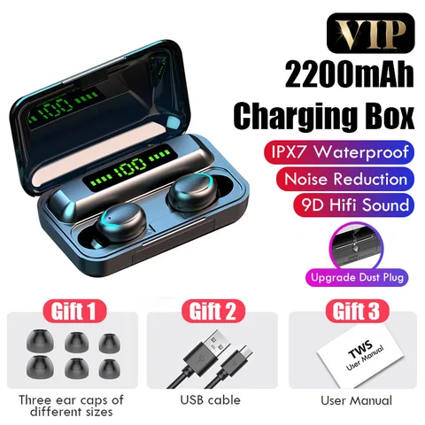 TWS-стереонаушники F9 водонепроницаемые с микрофоном и поддержкой Bluetooth