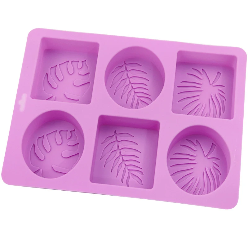 

6 Cavities Palm Olive Leaves Art Silicone Soap Mold Leaf Shaped Soap Cookies Mold Craft Molds Handmade Soap Molds Square Round