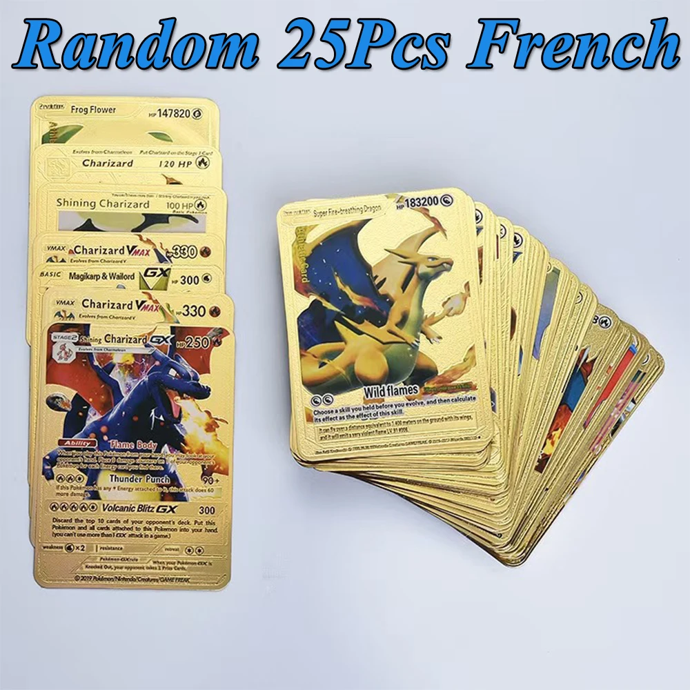 Carte Pokémon Francaise French Pokemon Cards Gold Vmax GX Energy Card Charizard Pikachu Rare Collection Battle Trainer | Игрушки и