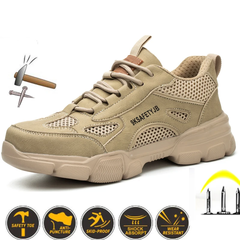 

Steel Toe Shoes for Men Work Lightweight Air Cushion Sneakers Slip Resistant Safety Work Boots Indestructible Shoe Zapatos