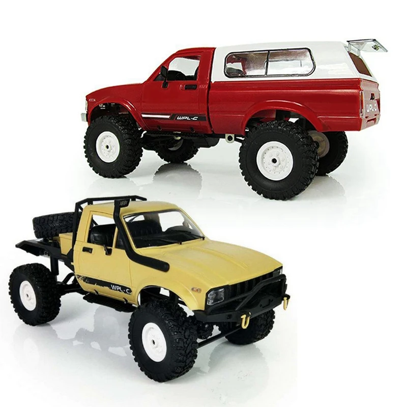 

2 Pcs C14 1:16 Scale 2.4G 2CH 4WD Mini Off-Road RC Semi-Truck RTR Kids Climb Truck Yellow & Red