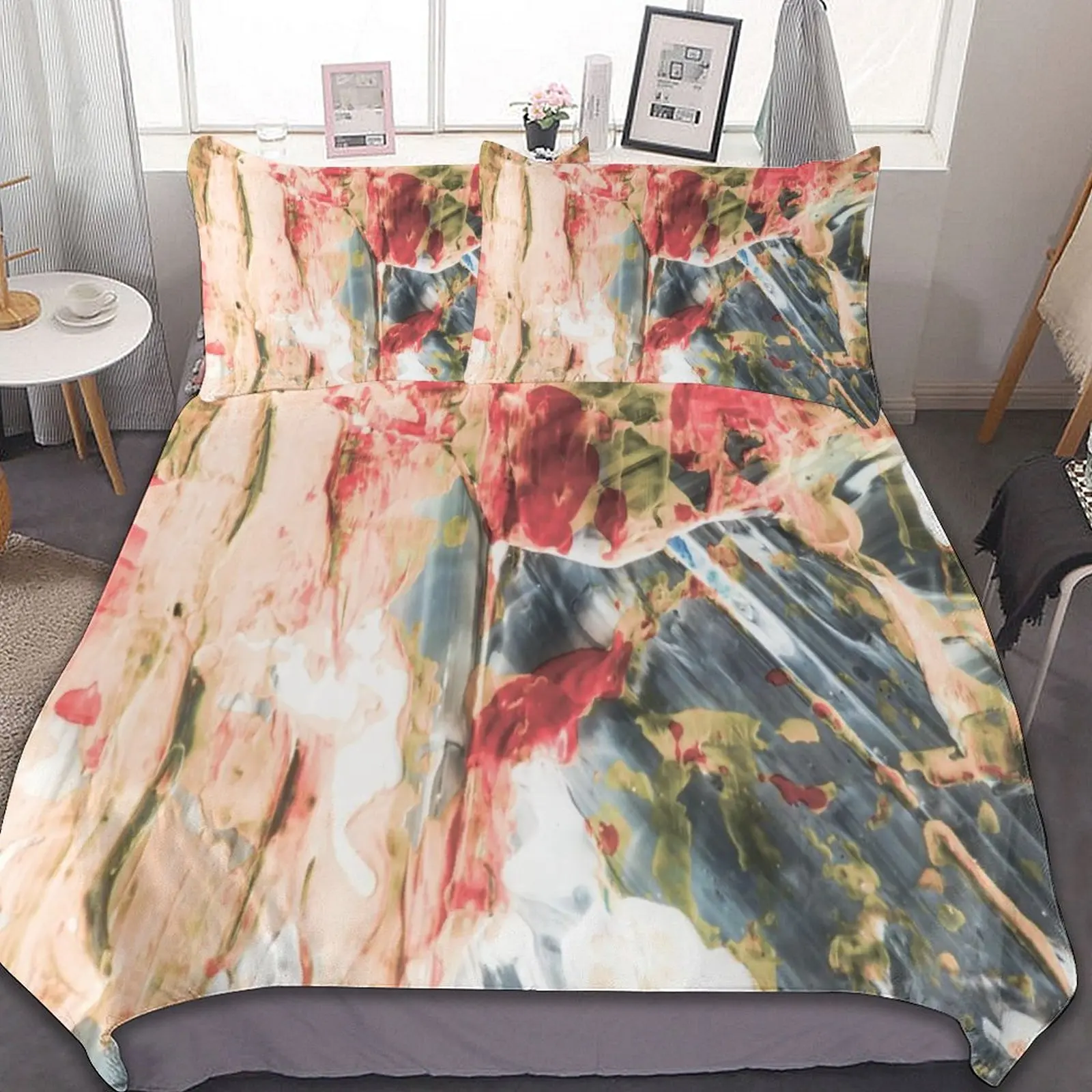 

3-Piece Bedding Set (1 Duvet Cover + 2 Pillow Shams) Abstract Paint Style 86"x70",79"x90",90"x90"