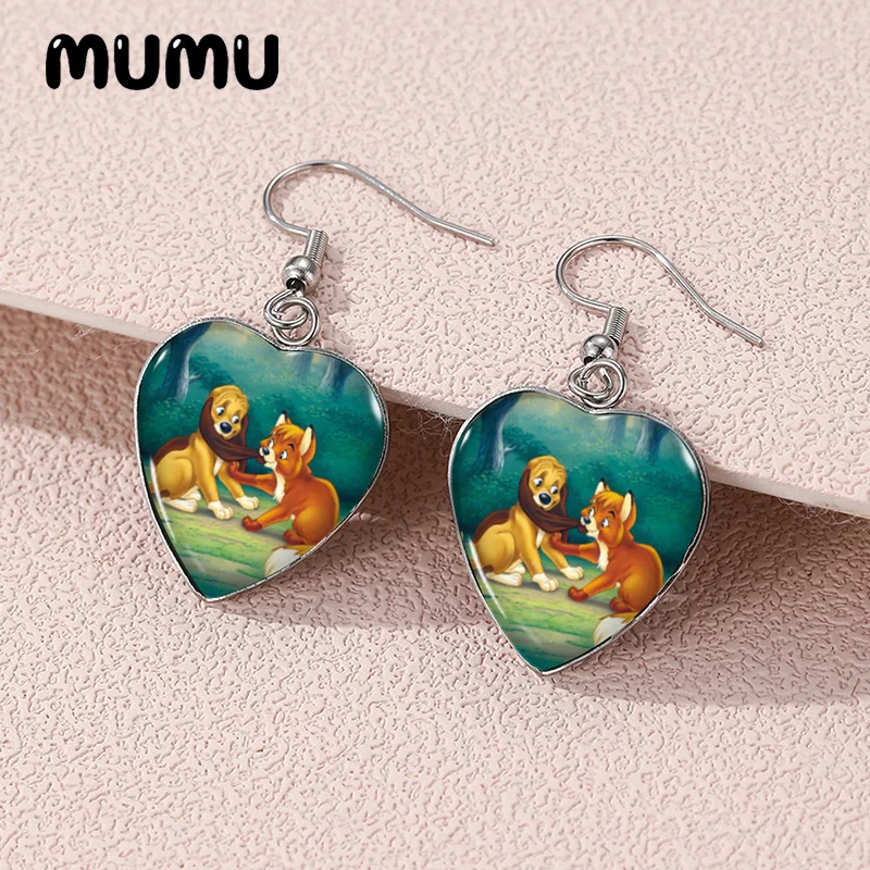 Новинка 2024 серьги-подвески в форме сердца с изображением лисы и кошки ручная