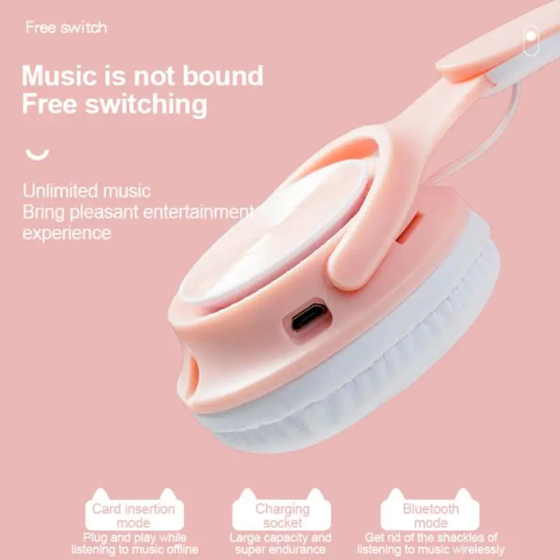 

LED Light Effect Bluetooth-compatible Cat Ear Headset Stereo Wireless Earphone Luminous Subwoofer Tws Earbuds Sports Headphones