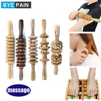 multi function wooden massage roller stick body back legs foot muscle trigger point reflexology for health care