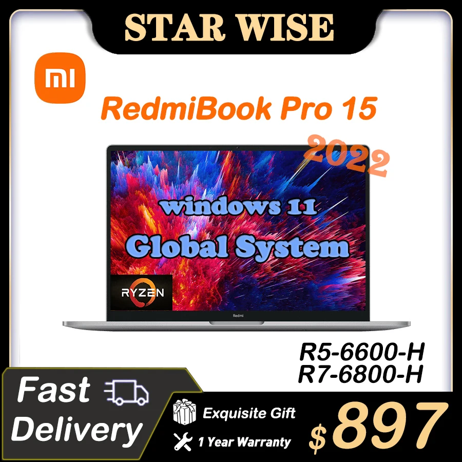 Ноутбук Redmibook Pro 15, 2022 дюйма, 15,6 K, 90 Гц, AMD Ryzen System R5 R7 RTX2050, 4G GDDR6 16G 3,2G SSD - Апрельский топ товаров с Али