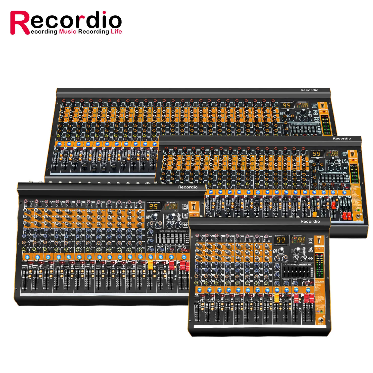 GAX-MV12 Профессиональная микшерная консоль двойной 7-полосный эквалайзер с